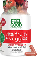 FeelGood Superfoods Cápsulas de Apoyo Inmunológico 1000 mg, 25 Frutas y Verduras Orgánicas, 60 uds.
