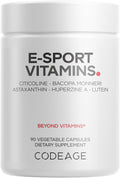 Codeage E-Sport Vitamins+ - Suplemento Nootrópico con Cognizin, Bacopa, L-Theanine, Ginkgo, Astaxantina y Multivitaminas - 90 Cápsulas