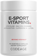 Codeage E-Sport Vitamins+ - Suplemento Nootrópico con Cognizin, Bacopa, L-Theanine, Ginkgo, Astaxantina y Multivitaminas - 90 Cápsulas