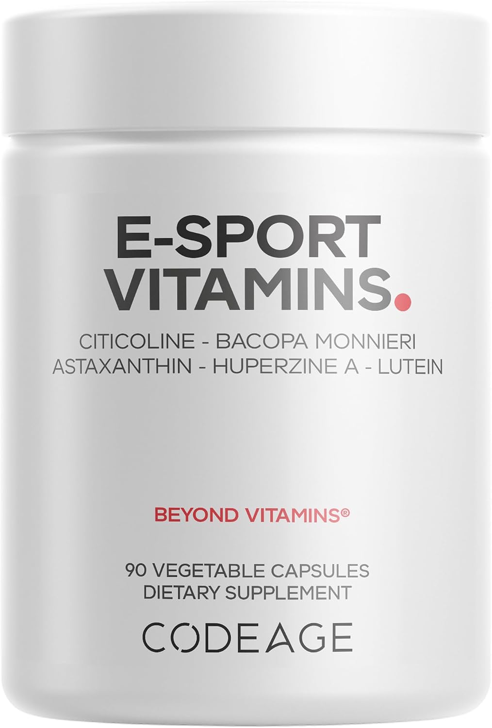 Codeage E-Sport Vitamins+ - Suplemento Nootrópico con Cognizin, Bacopa, L-Theanine, Ginkgo, Astaxantina y Multivitaminas - 90 Cápsulas