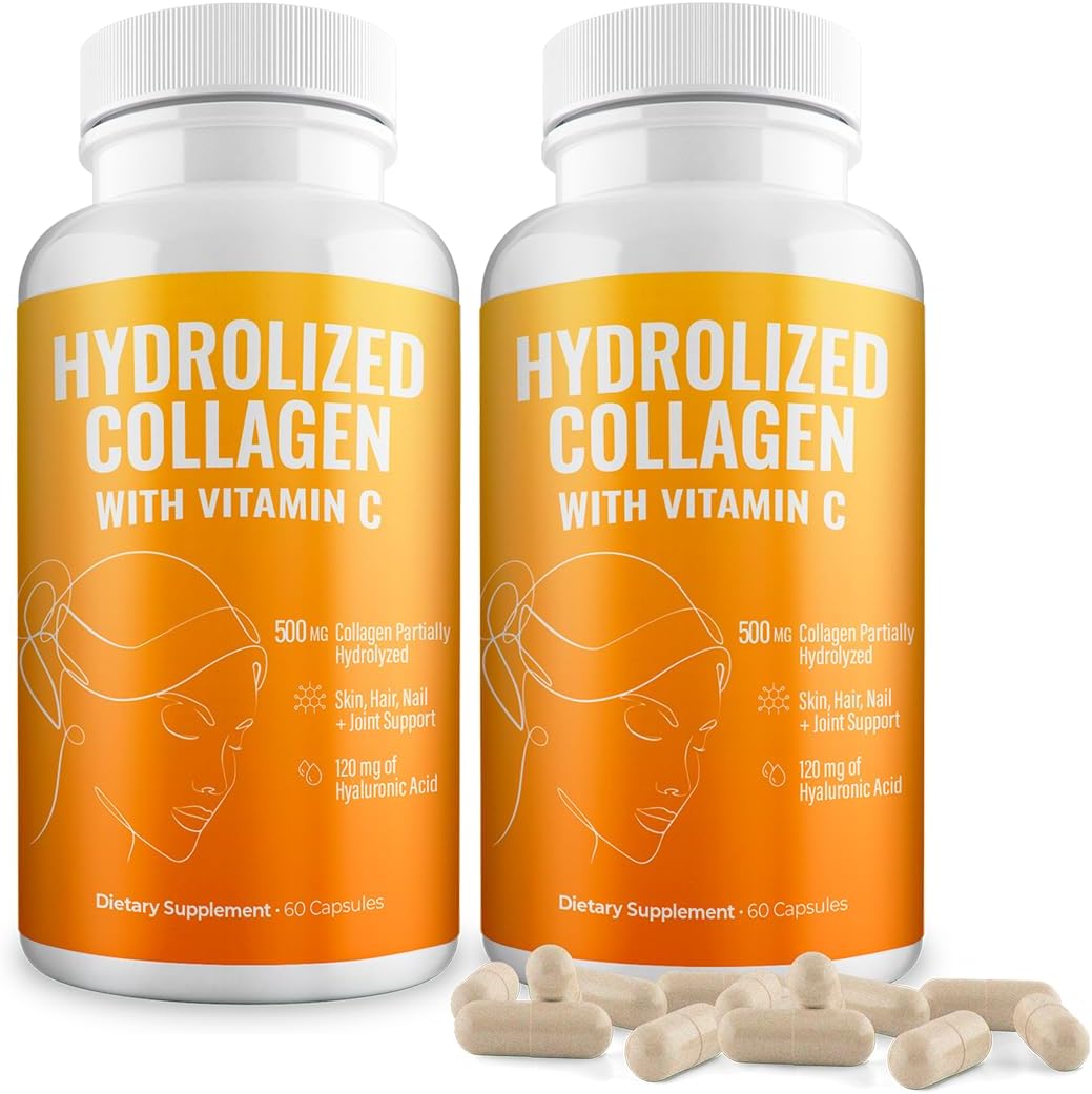 Aura Vitamin Colágeno Hidrolizado con Vitamina C Cápsulas 500 mg - Pack de 2 (120 cápsulas)