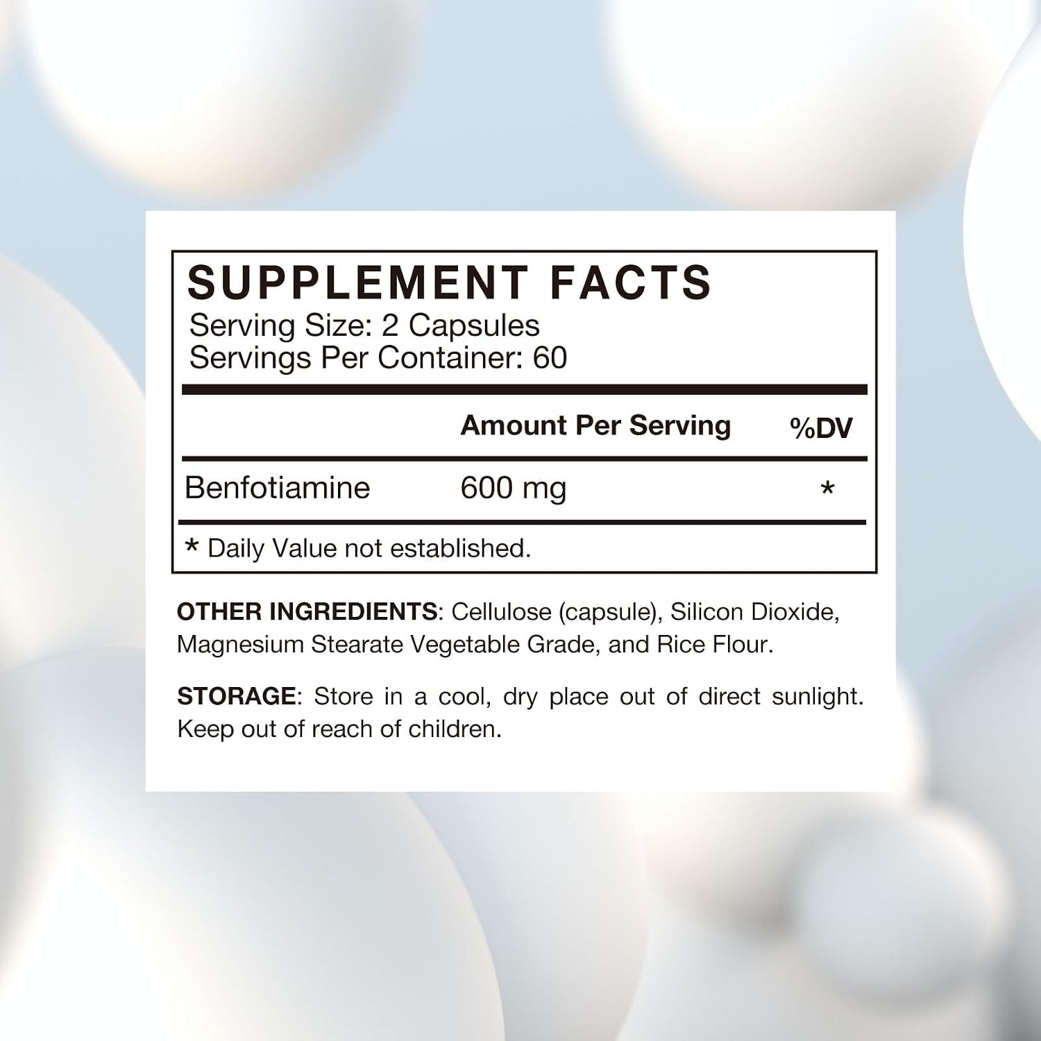 VHC Benfotiamina 600mg - 120 Cápsulas Veganas - Vitamina B1 Liposoluble de Alta Absorción