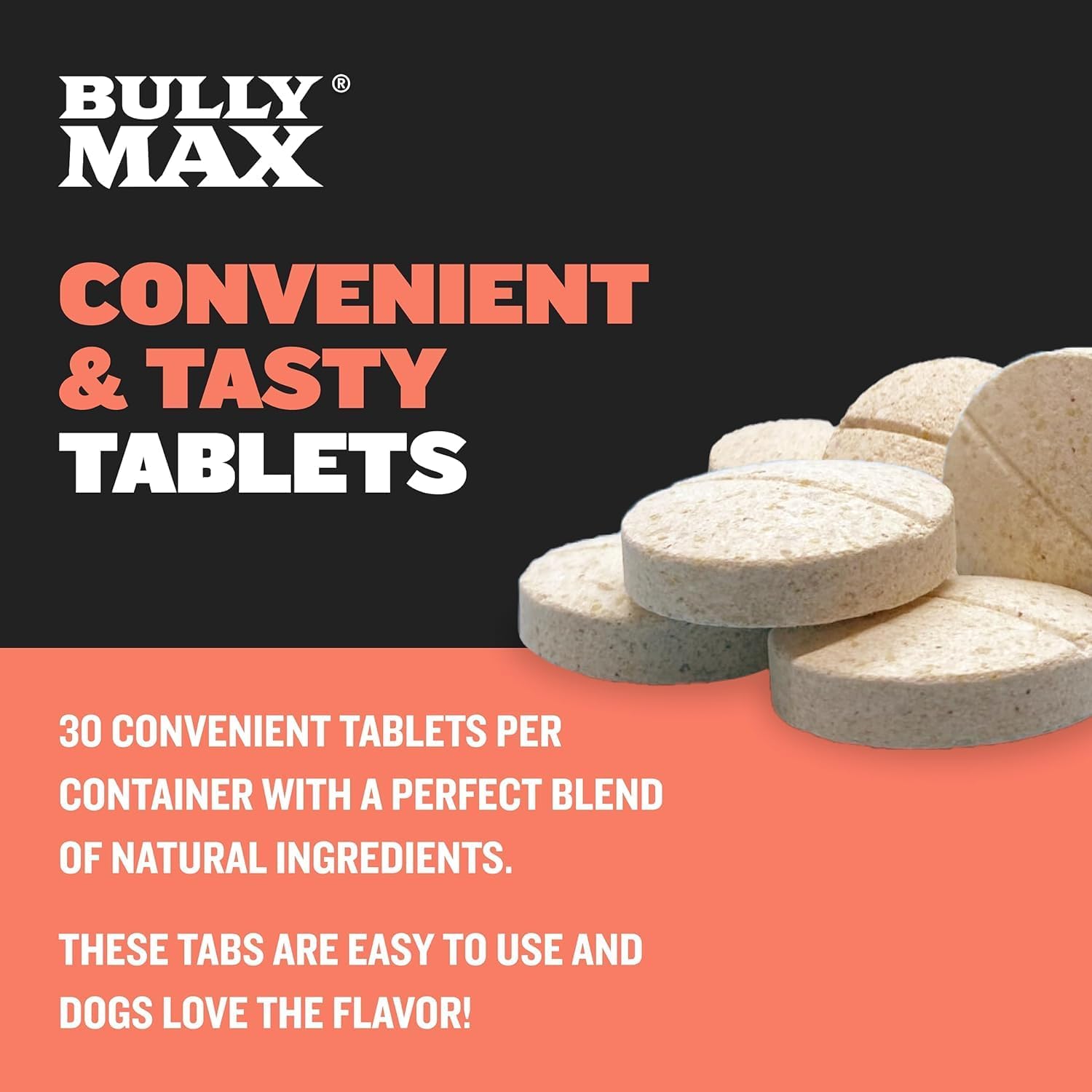 Bully Max 2-en-1 Vitaminas para Cachorros - 30 Comprimidos Masticables para el Crecimiento y Desarrollo - 2 Frascos