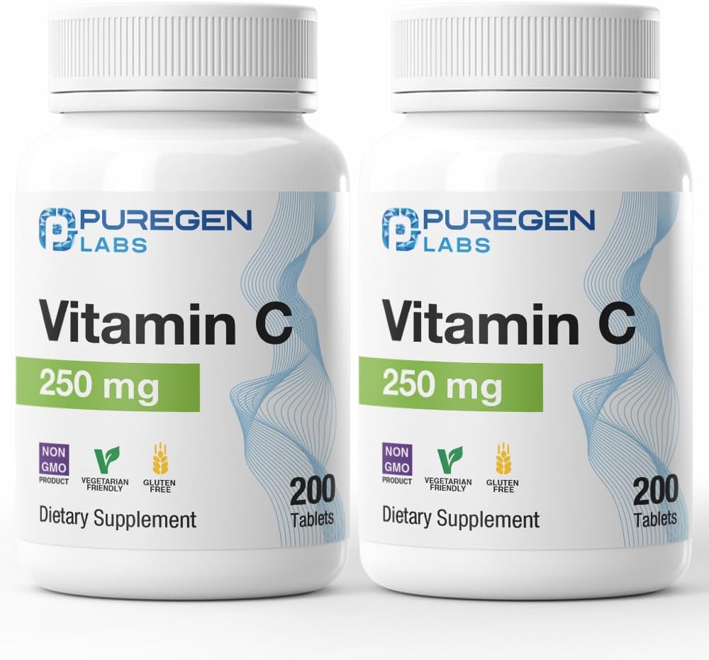 Puregen Labs Vitamina C 250 mg – 400 Comprimidos (2 Paquetes)