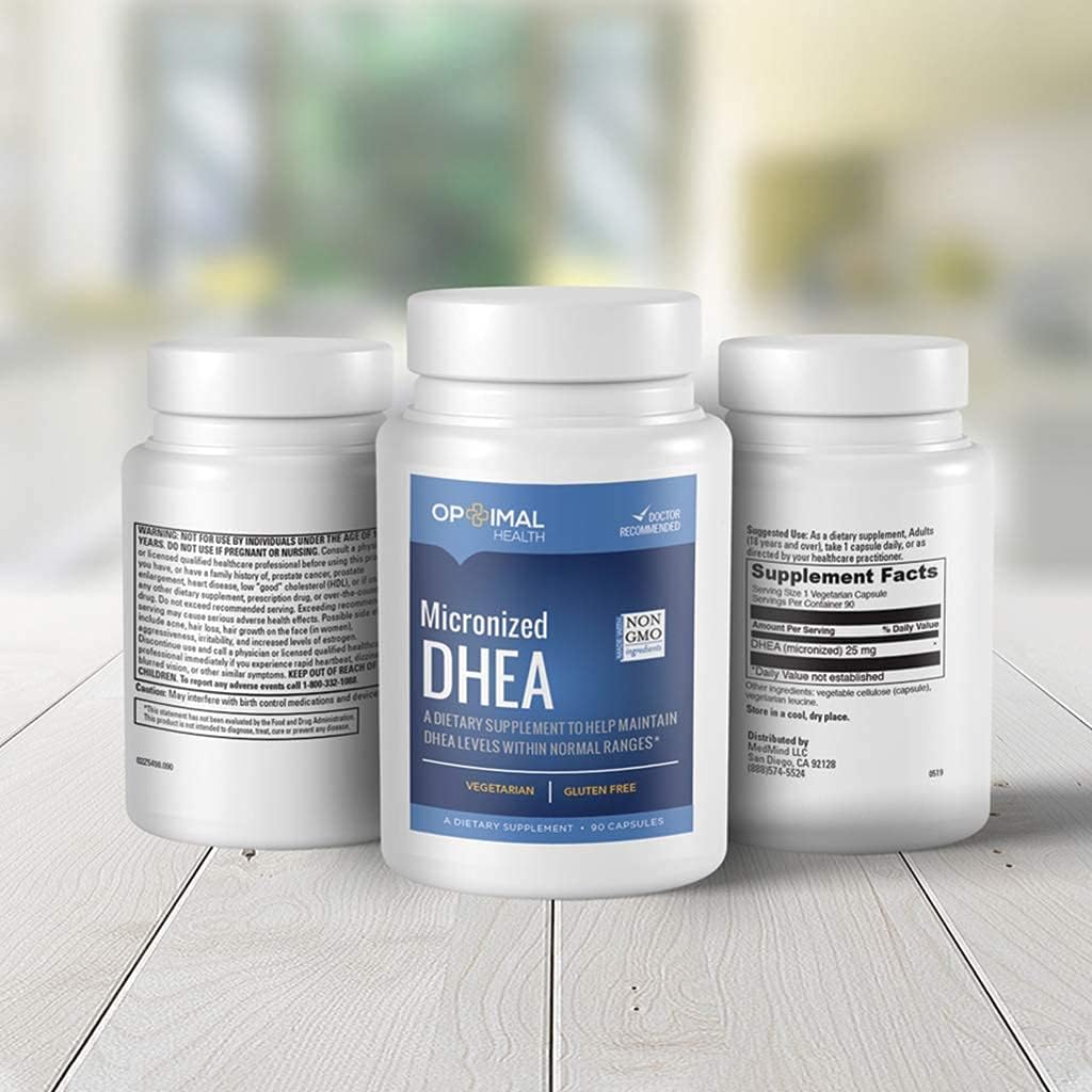 OPTIMALHEALTH DHEA 25 mg - Micronizado para Mayor Absorción | Apoyo al Equilibrio Hormonal y Bienestar