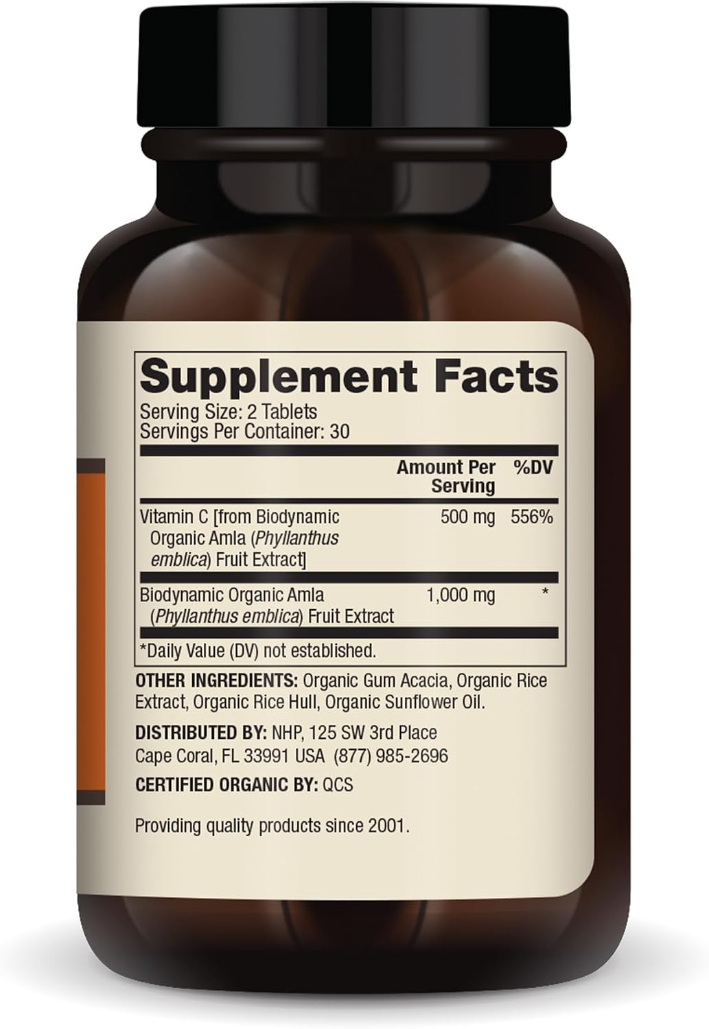 Dr. Mercola Vitamina C Orgánica Biodinámica con Amla, 500 mg, 60 Comprimidos