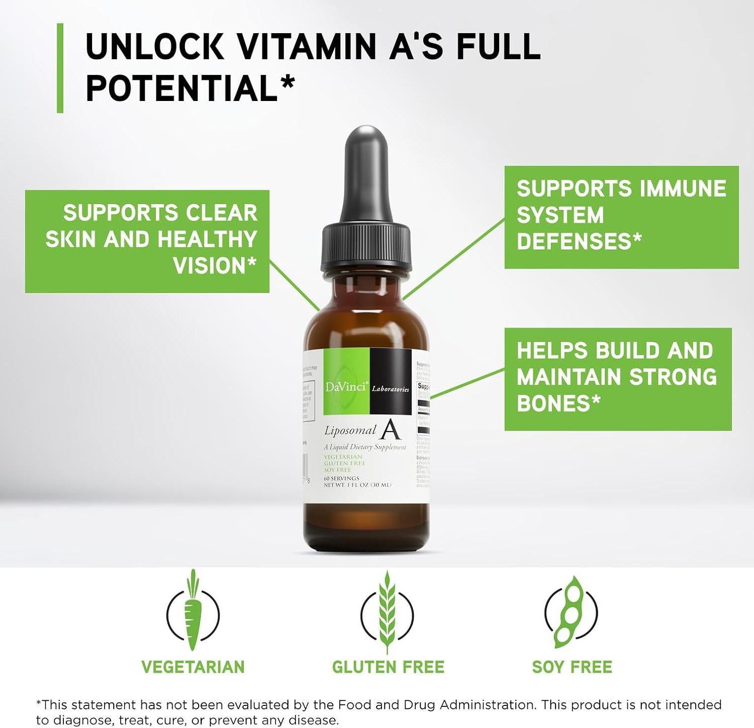DAVINCI Labs Liposomal A - Suplemento de Vitamina A Líquida - 30 ml