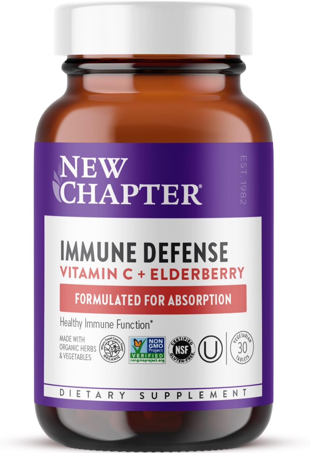 New Chapter Vitamina C Immune Defense con Saúco, 30 comprimidos