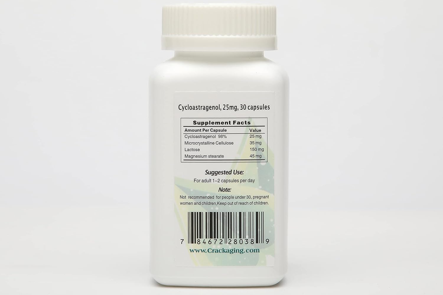 Crackaging Cycloastragenol 98% Apoyo Inmunológico 25mg 30 Cápsulas Vegetarianas