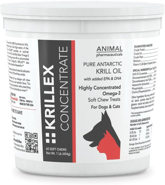 Animal Pharmaceuticals Krillex Concentrate - Aceite de Krill para Perros - 60 Comprimidos