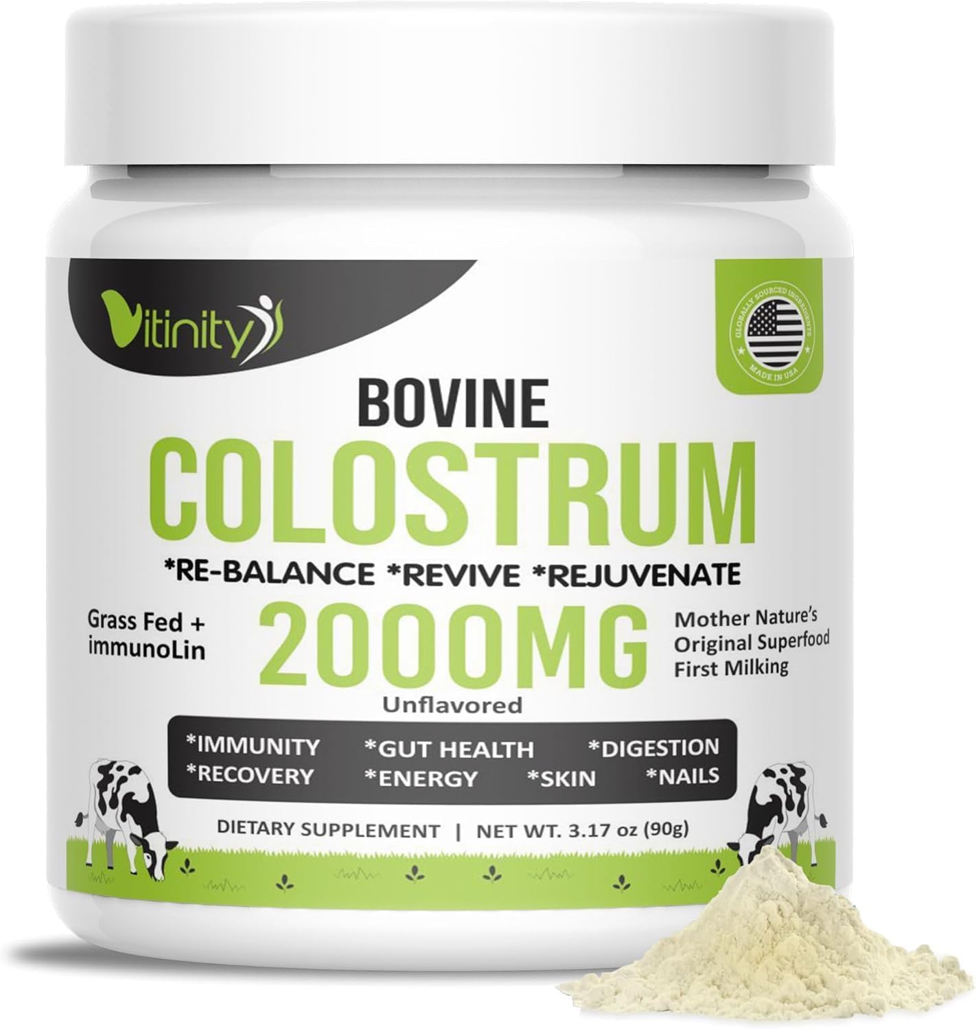 VITINITY Calostro Bovino en Polvo de Pasto - 90g, Sin Sabor