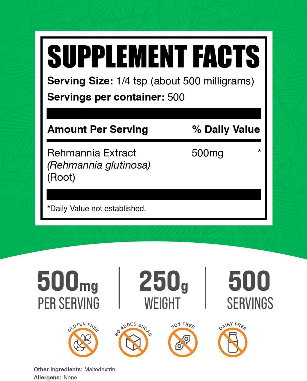 Extracto de Raíz de Rehmannia en Polvo, 250g (8.8 oz) - BulkSupplements
