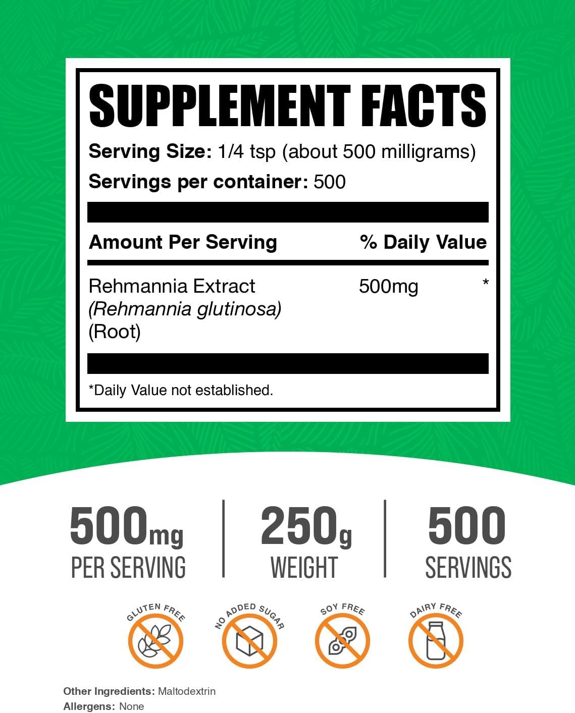 Extracto de Raíz de Rehmannia en Polvo, 250g (8.8 oz) - BulkSupplements