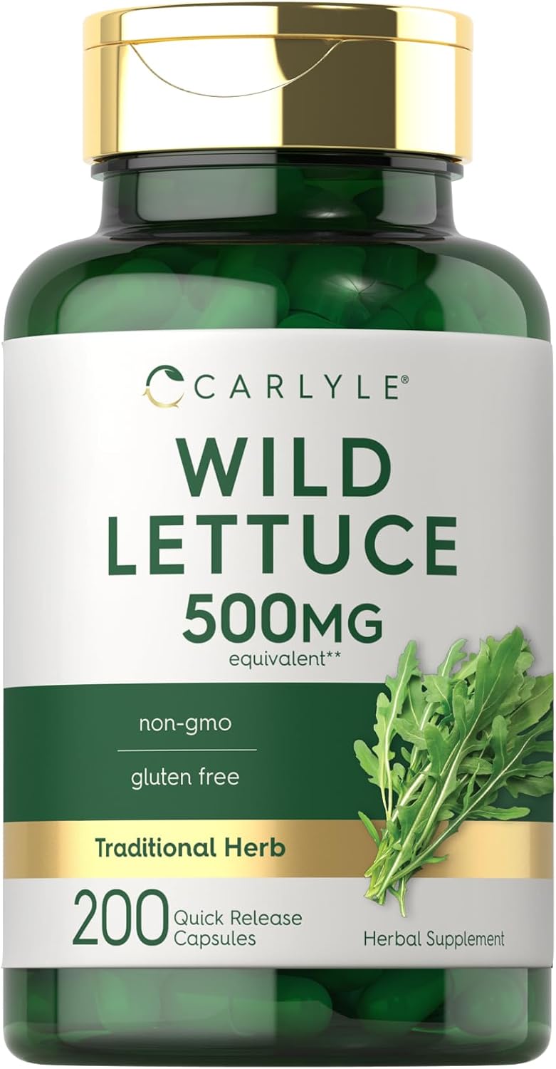 Carlyle Extracto de Lechuga Silvestre | 200 Cápsulas | Suplemento de Hoja Herbácea | Sin OGM y Sin Gluten