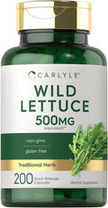 Carlyle Extracto de Lechuga Silvestre | 200 Cápsulas | Suplemento de Hoja Herbácea | Sin OGM y Sin Gluten