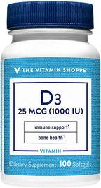 The Vitamin Shoppe Vitamina D3 1000UI - 200 Cápsulas Blandas