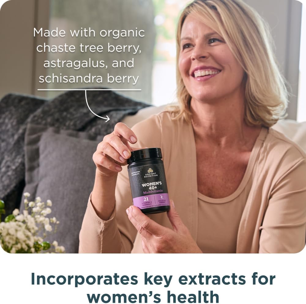 Ancient Nutrition Multivitamínico para Mujeres 40+, 90 Cápsulas - Apoyo Óseo e Inmunitario