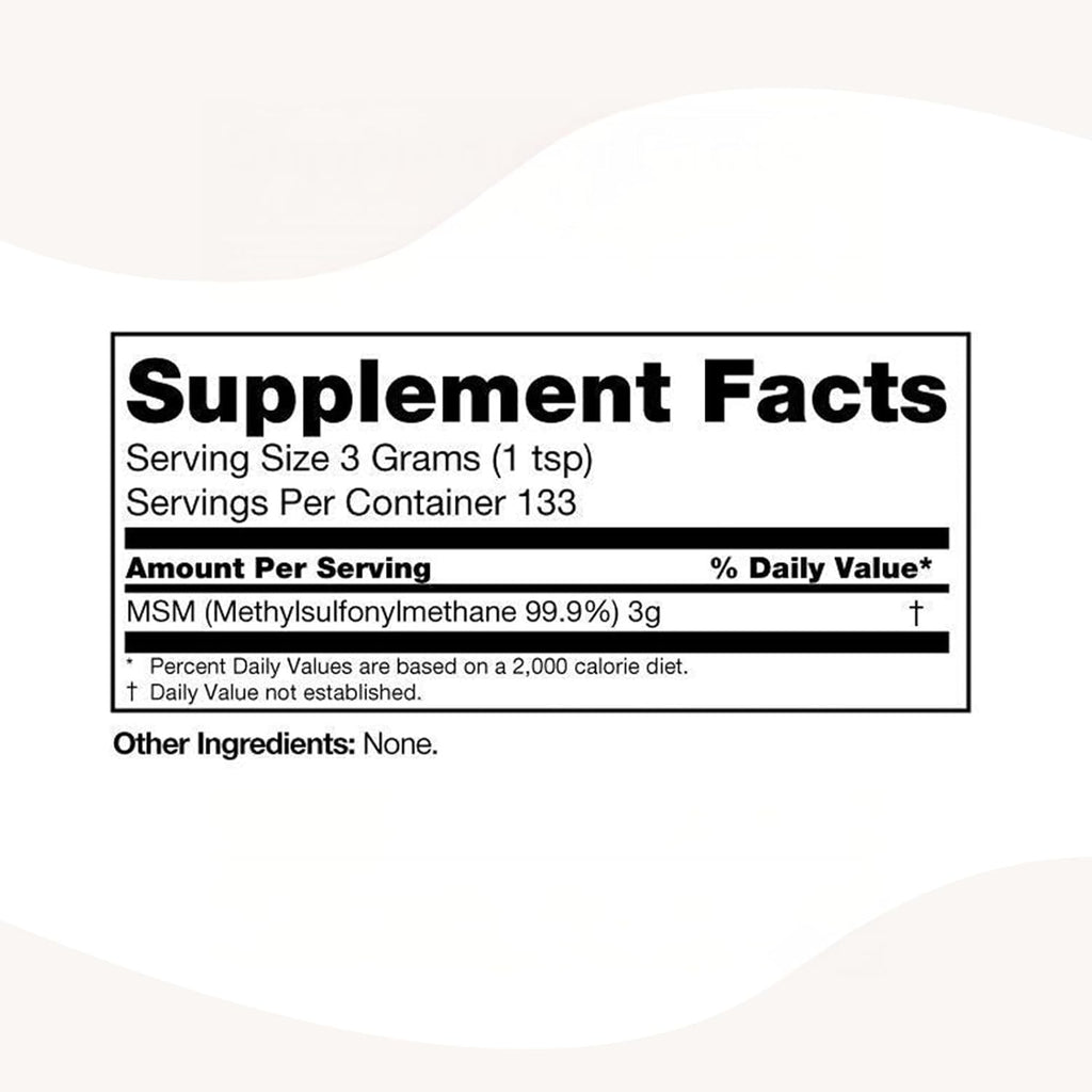 PURE Azufre Orgánico en Polvo MSM 99.9% - 400g