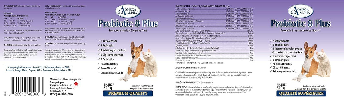Omega Alpha Probiotic 8 Plus - Probiótico y – Perros medianos (10-25 kg): 1 cucharadita al día. – Image 2
