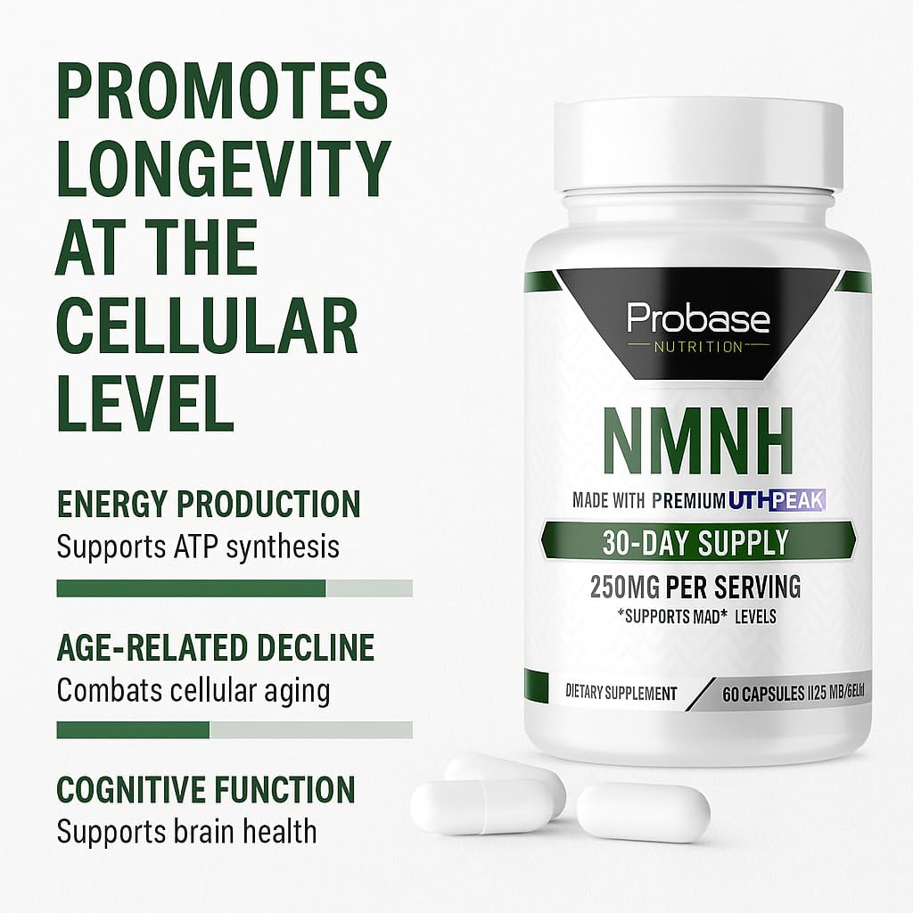 Uthpeak NMNH NAD Supplement 250mg - 60 Cápsulas - Fórmula Premium para el Soporte Cognitivo y el Envejecimiento Saludable
