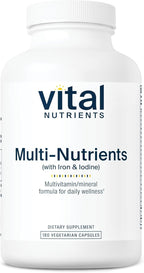 Vital Nutrients Multi-Nutrients con Hierro y Yodo - Multivitamínico y Mineral Vegetariano - 180 Cápsulas