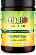 Vital All-in-One Daily Greens Powder - Superfood con Probióticos y Antioxidantes - Sabor Limón y Jengibre, 300 g