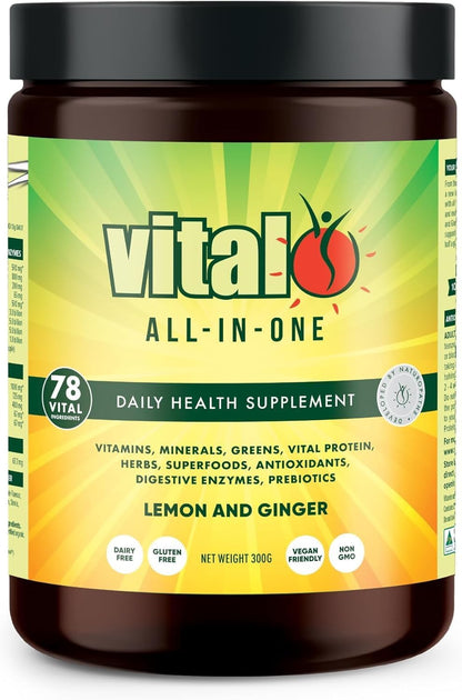 Vital All-in-One Daily Greens Powder - – Vitamina C: contribuye al funcionamiento normal del sistema inmunitario y – Image 1