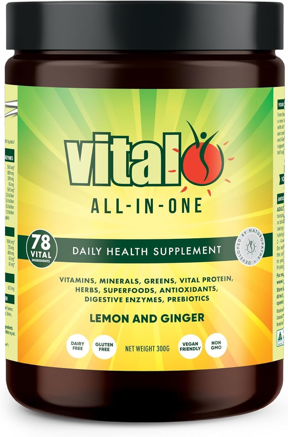 Vital All-in-One Suplemento Diario Greens, Limón y Jengibre, 30 sobres