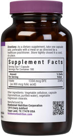 Bluebonnet Nutrition Ácido Fólico 800 mcg - 180 Cápsulas Vegetales