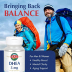 KAL DHEA 5 mg Comprimidos - Suplemento de DHEA Pura para Mujeres y Hombres, 99.5% Pureza, Vegetariano - 60 Comprimidos