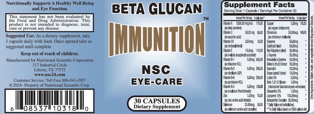 Nsc-24 Beta Glucan Fórmula Ocular, 30 Cápsulas