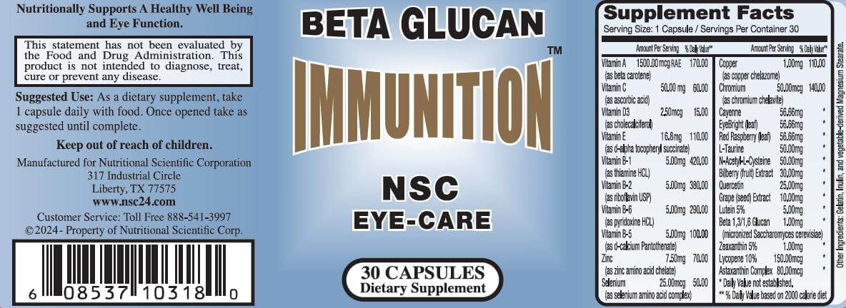 Nsc-24 Beta Glucan Fórmula Ocular, 30 Cápsulas