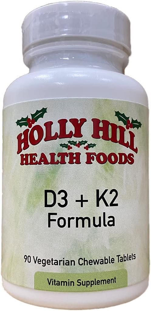 Holly Hill Health Foods Fórmula D3 + K2, 90 Comprimidos Masticables Vegetarianos