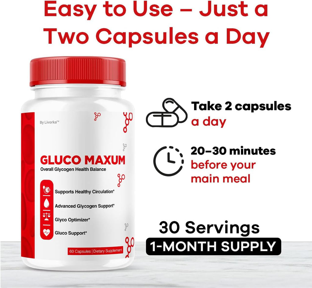 (2 Paquete) GlucoMaxum Cápsulas – Suplemento Premium Fórmula Oficial, Apoyo Avanzado para Hábitos Saludables, Ingredientes Naturales, 120 Cápsulas para 2 Meses