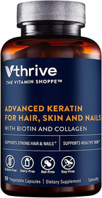 Advanced Keratin for Hair, Skin, and Nails with Biotin and Collagen (90 Cápsulas Vegetales)