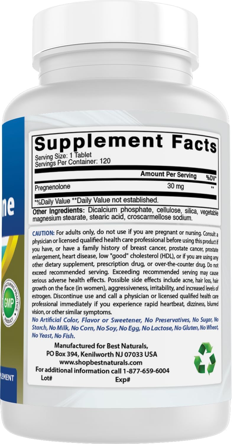 Best Naturals Pregnenolone 30 mg, 120 Tablets