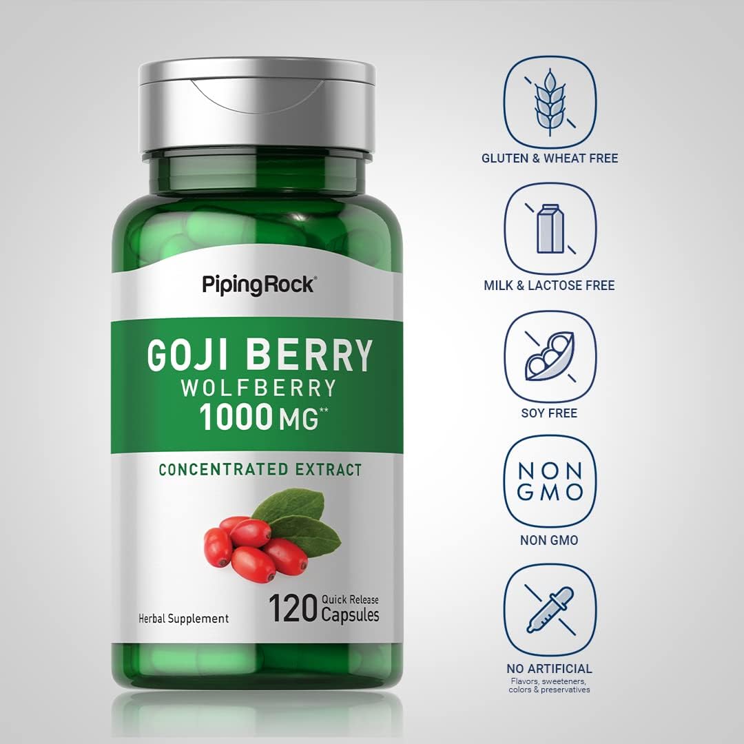Piping Rock Goji Berry, 120 Cápsulas – Extracto Concentrado de Bayas de Goji