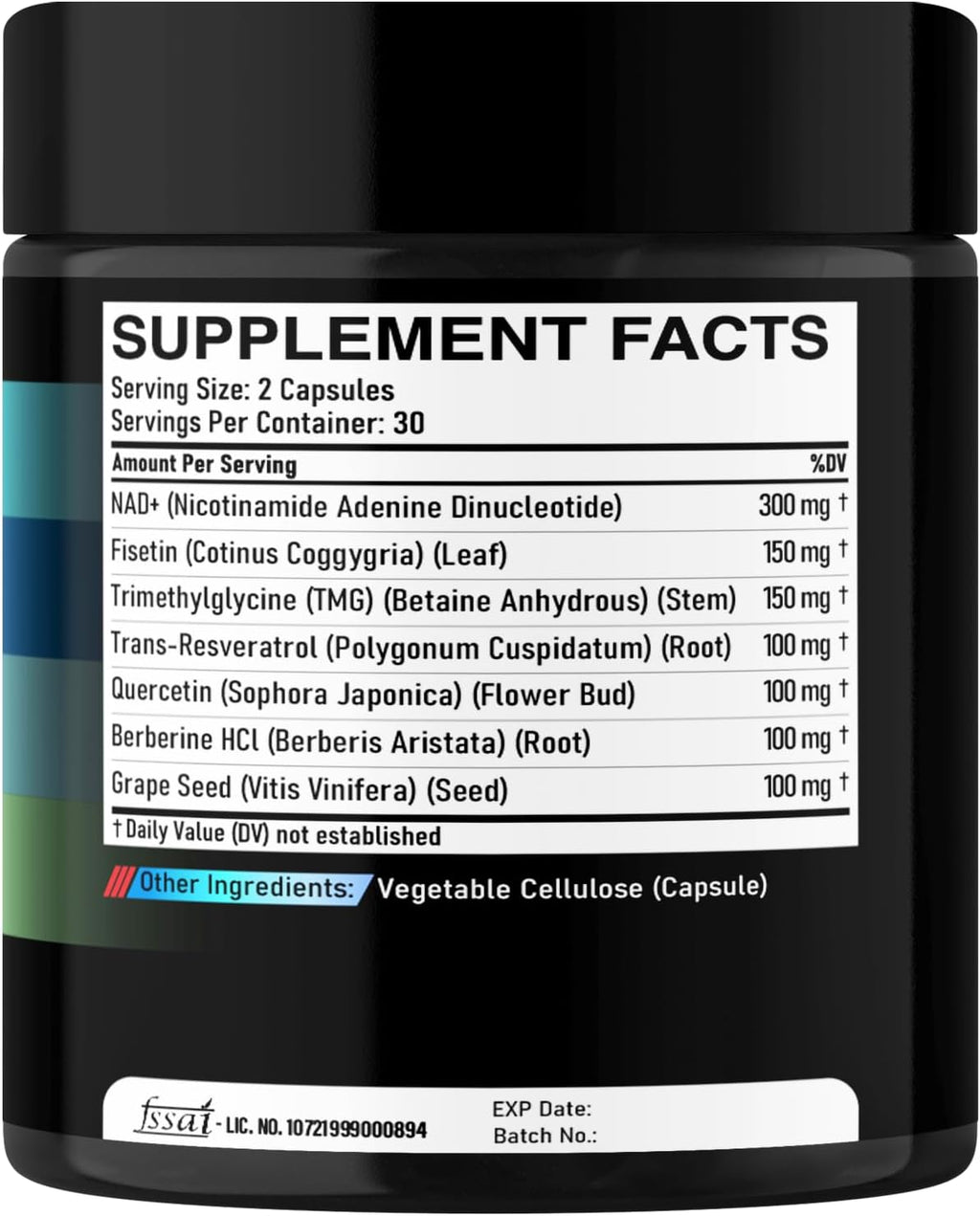DEDICAD NAD+ Suplemento con Resveratrol, Quercetina, Berberina, Fisetina, TMG y Semilla de Uva - 60 Cápsulas