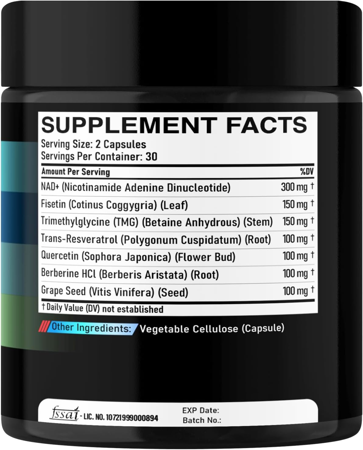 DEDICAD NAD+ Suplemento con Resveratrol, Quercetina, Berberina, Fisetina, TMG y Semilla de Uva - 60 Cápsulas