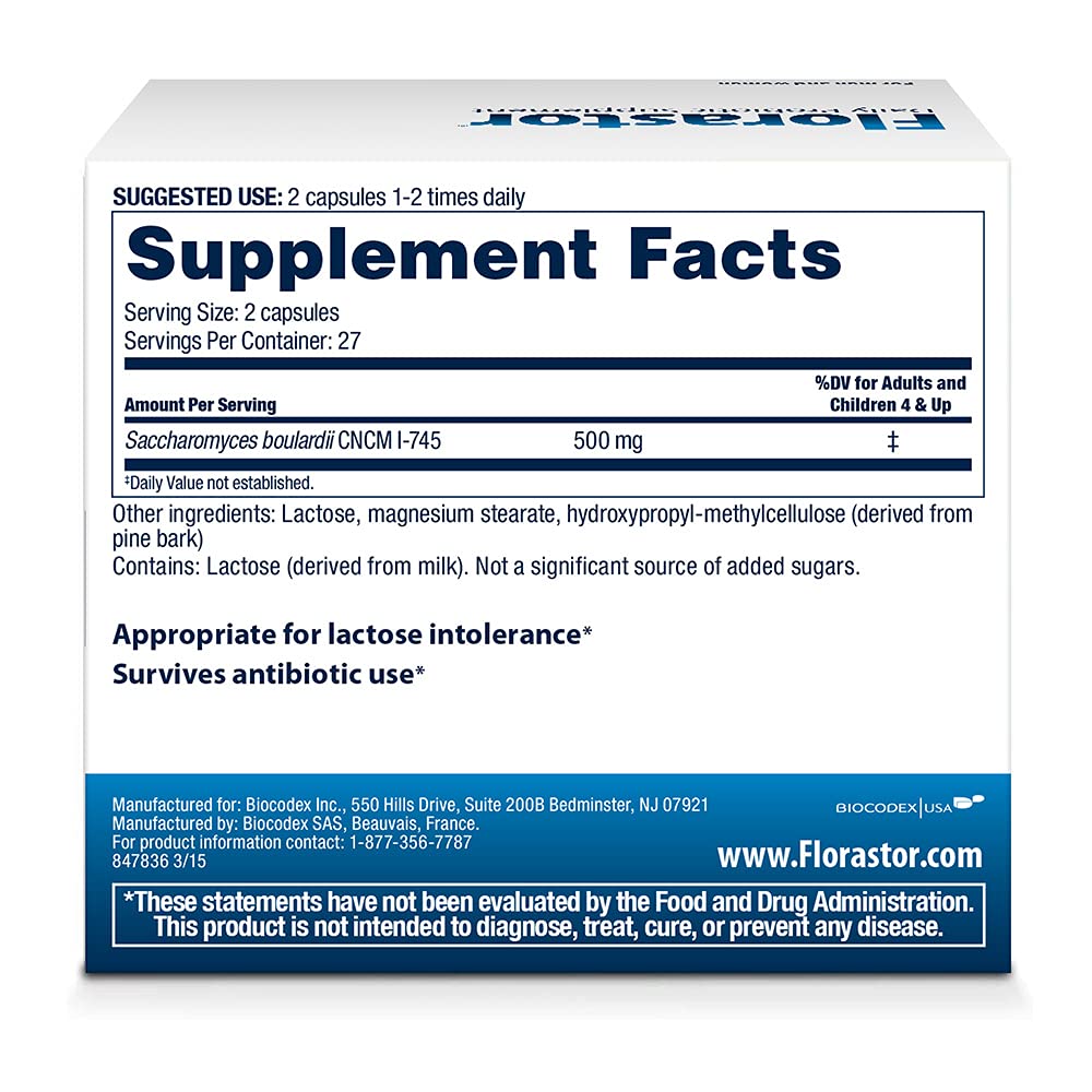Florastor Diario Probiótico con Saccharomyces Boulardii CNCM I-745 (54 Cápsulas) Pack de 3