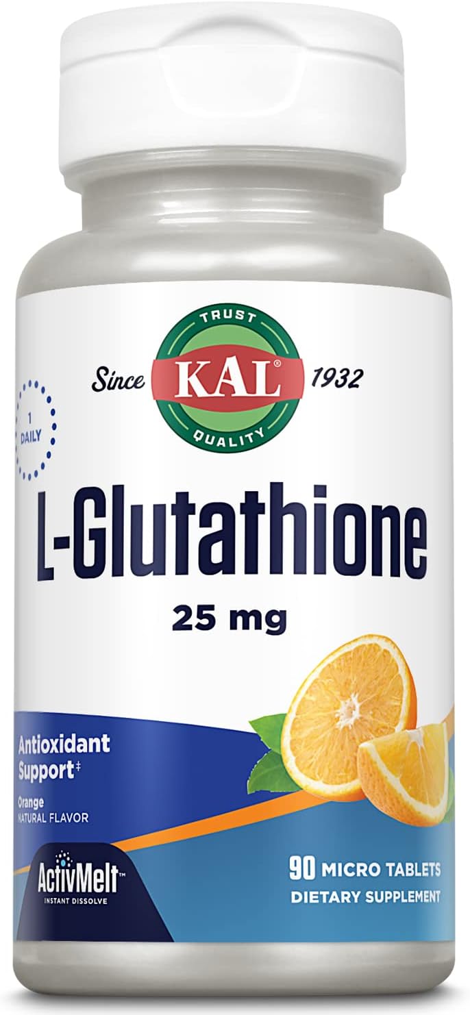 KAL Reduced Glutathione 90 ActivMelt Tablets, High Absorption Antioxidant, Orange Flavor, Vegetarian