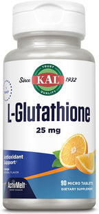KAL Reduced Glutathione 90 ActivMelt Tablets, High Absorption Antioxidant, Orange Flavor, Vegetarian