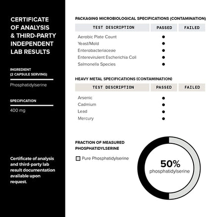 Toniiq Phosphatidylserine - 400mg Formula - 50% Pureza - Sin Soja - 90 Cápsulas Veganas – Image 6