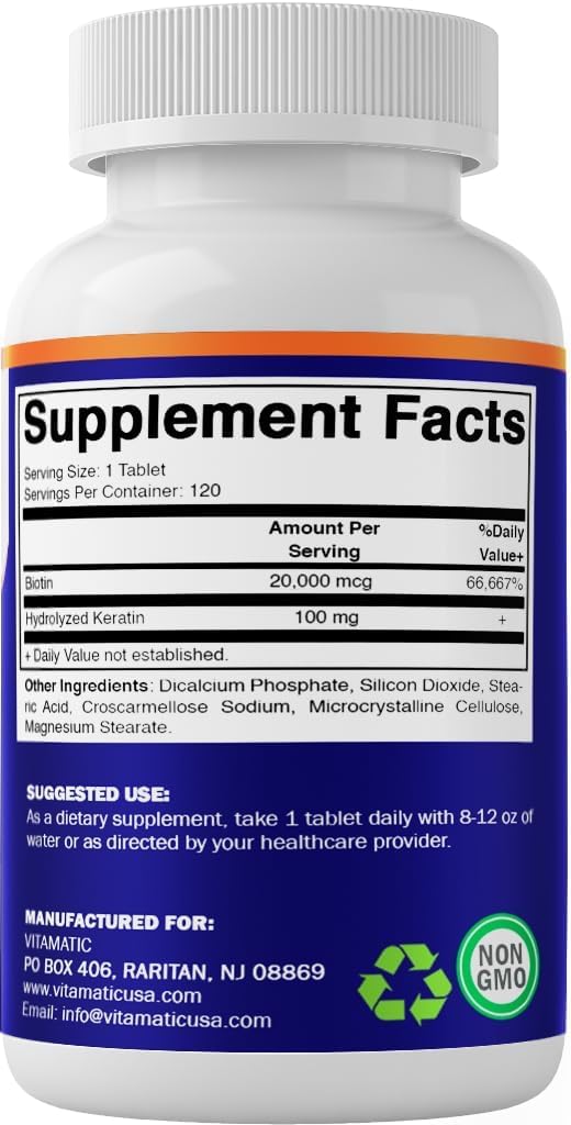 Vitamatic Biotina 20000 mcg con Keratina 100mg - 120 Comprimidos