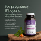 New Chapter Wholemega for Moms – Aceite de Salmón Salvaje con DHA + Vitamina D3, 180 Cápsulas