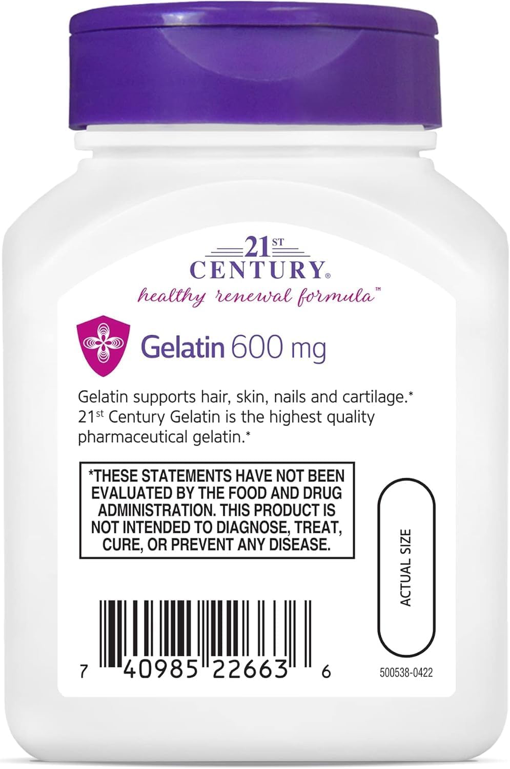 21st Century, Gelatina 600 mg, 100 Cápsulas (Pack de 3)