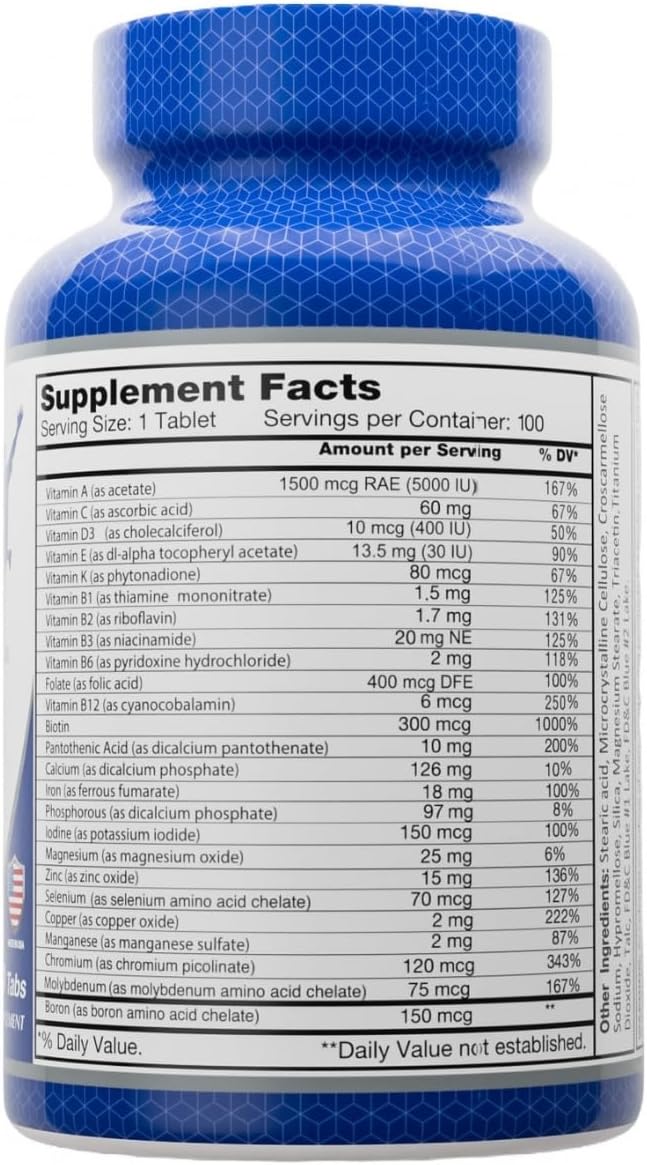 ALFA VITAMINS Multi Men Vitamins - Complejo Multivitamínico para Hombres con Vitaminas y Minerales Esenciales - 100 Comprimidos
