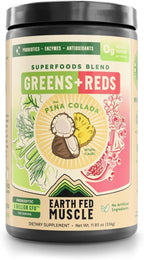 Earth Fed Muscle Greens and Reds Superfoods Blend, Piña Colada – 30 Servicios