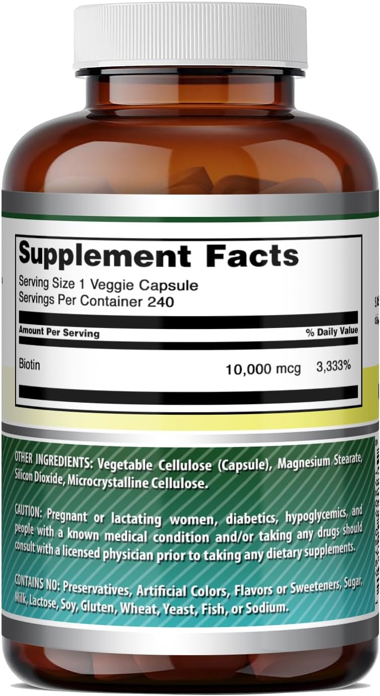 Amazing Formulas Biotina 10.000 mcg - 240 Cápsulas Vegetales