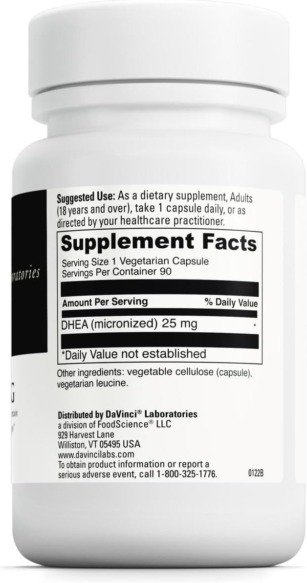 DAVINCI Labs DHEA Micronized 25 mg - 90 Vegetarian Capsules - Gluten Free